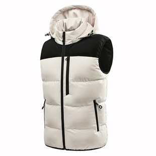 Cross-Border Men's New Multi-Pocket Waterproof Outdoor Hooded Vest with Detachable Hood Jacket Men's Vest