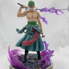 ワンピースgk良質版夢幻ゾロ三刀流双頭彫刻麦わら帽子像模型フィギュア置物