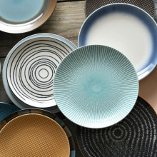 8寸个性日式餐具西餐盘创意陶瓷盘子家用菜盘圆形牛排盘批发