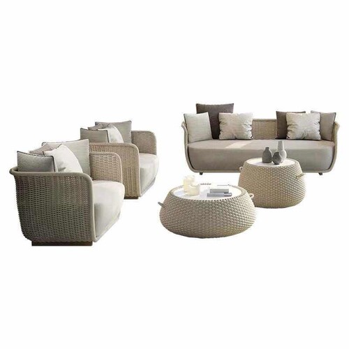 Outdoor Wicker Sofa Balcony Hotel Courtyard Garden Nordic Wicker Furniture Outdoor Leisure Teak Coffee Table Set