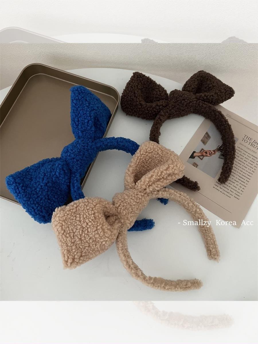 Importación coreana de lana de cordero de color retro gran abrazadera de cabello de arco abrazadera de cabello otoño y invierno lavar la cara abrazadera de cabello red adornamiento para mujeres