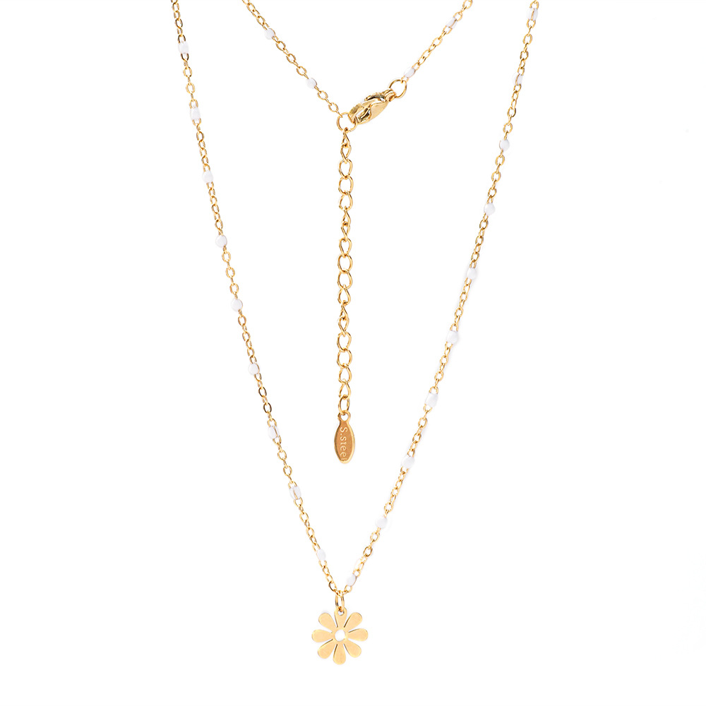 25g Weight Layered Necklaces Classification 1 Piece Quantity Holiday Occasion Stainless Steel Material Flower Pattern Women's Gender Plating Design Vacation Style Vacation Flower Stainless Steel Plating Layered Necklaces 5