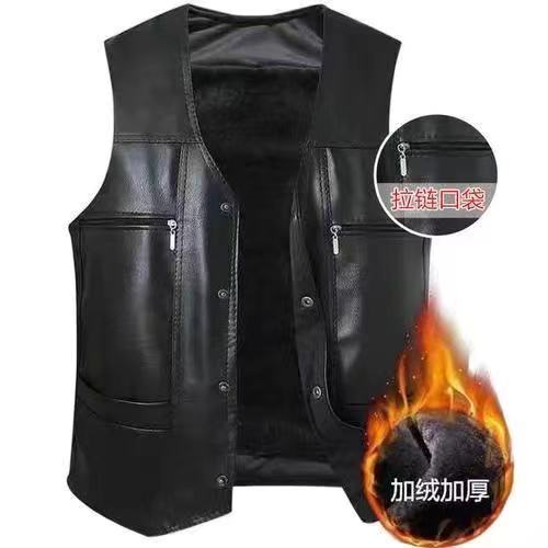 Pima Jia Men's Autumn/Winter Mid- to Late-Life Warmth Casual Vest, Fleece-Lined, Cold-Resistant Waistcoat for Seniors and Dads