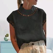 2026秋冬跨境外贸新款秋季复古亚麻衬衫圆领上衣女式衬衫