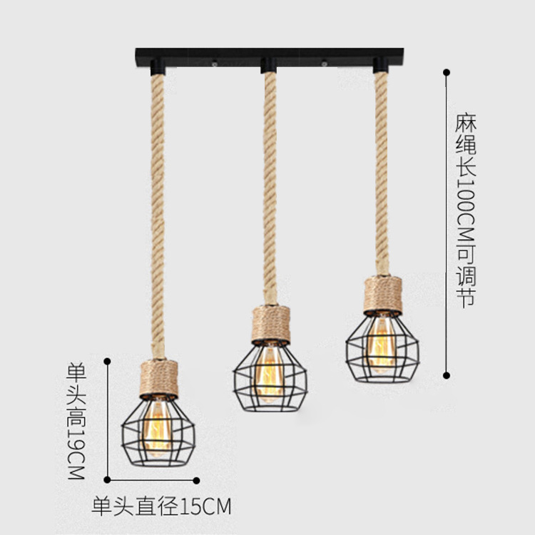 Estilo industrial retro americano, hierro forjado, cuerda de cáñamo, candelabro, restaurante, tienda de ropa, bar, ventana, nórdico, minimalista moderno