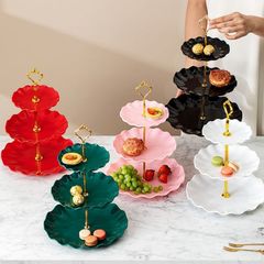 客間高颜値食品級プラスチックケーキスタンド多層果物誕生日パーティー菓子棚キャンディーデザート皿
