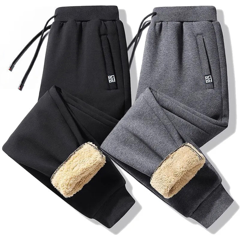 Autumn and winter lamb fleece extra thick fleece pants men's warm youth middle-aged and elderly loose toe zipper casual pants Autumn and winter lamb fleece extra thick fleece pants men's warm youth middle-aged and elderly loose toe zipper casual pants