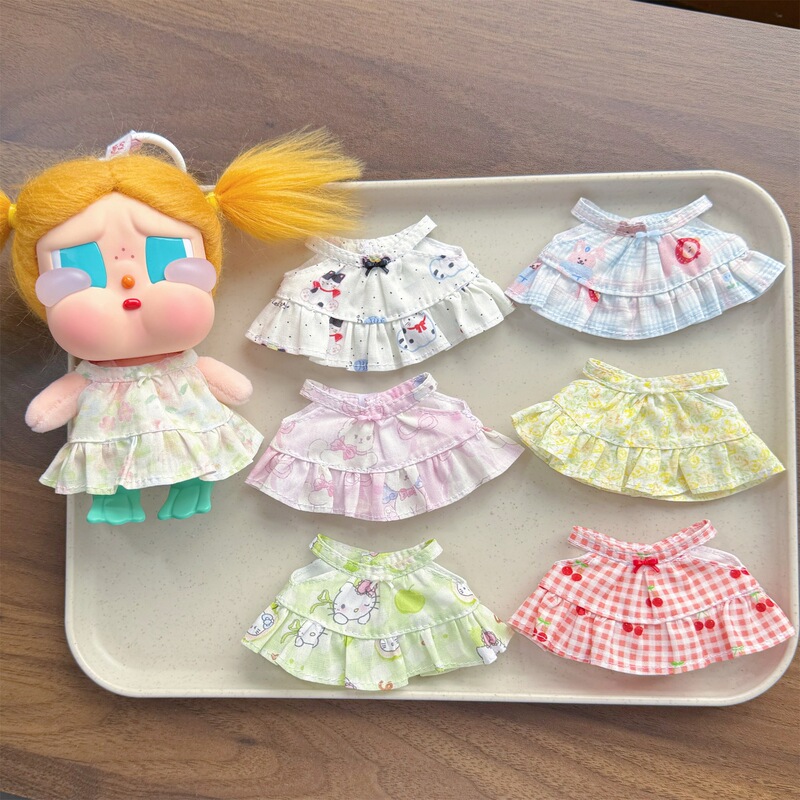 New Product: Pleated Ruffle Dress for Crying Dolls, 17cm Labubu Hello Kitty Dress, Doll Clothing Accessories, Wholesale