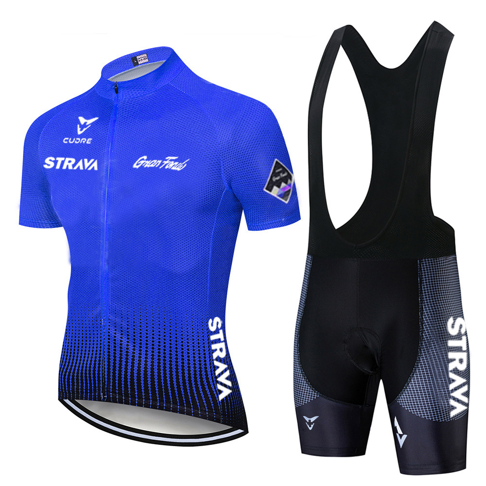 Summer hot sale modified STRAVA Cycling jersey suit men's breathable bicycle clothing road bike clothing wholesale