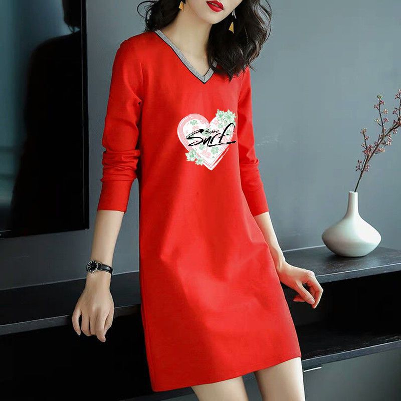 100kg Pajamas Women's Spring and Autumn Mid-Length Long-Sleeved Nightgown Women's Loose Large Size Student Ladies Dress Home Clothes