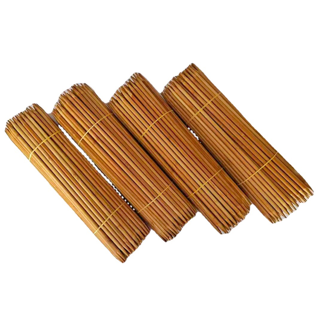 长久批发编织工具双尖碳化漂白竹木家用毛线毛衣手套8mm棒针套装