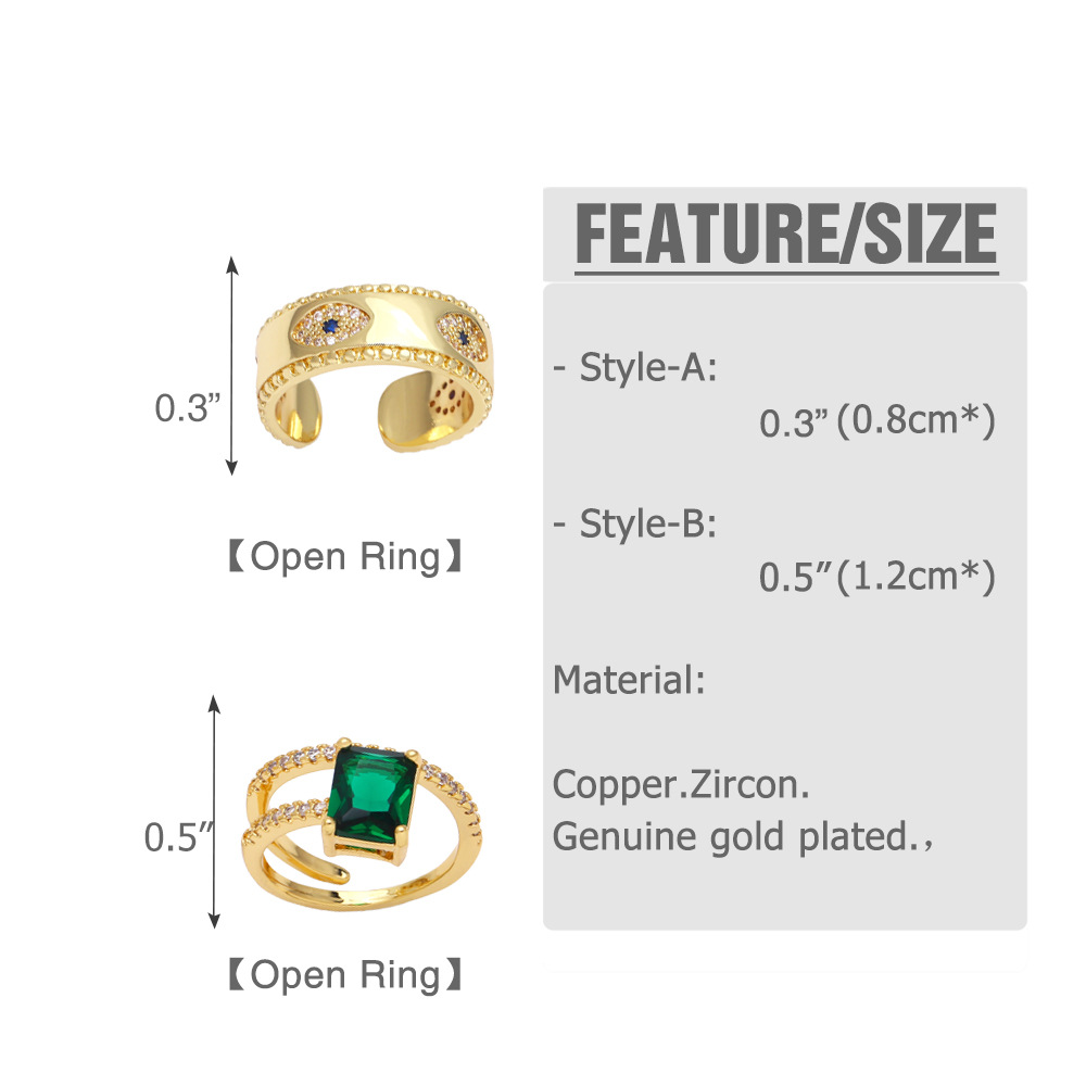fashion devils eye ring simple inlaid zircon open copper ringpicture1