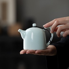 粉青磁器ティーポット茶具秦権壺復古シンプルオフィス家庭用手作り工夫茶器中国式主泡茶器