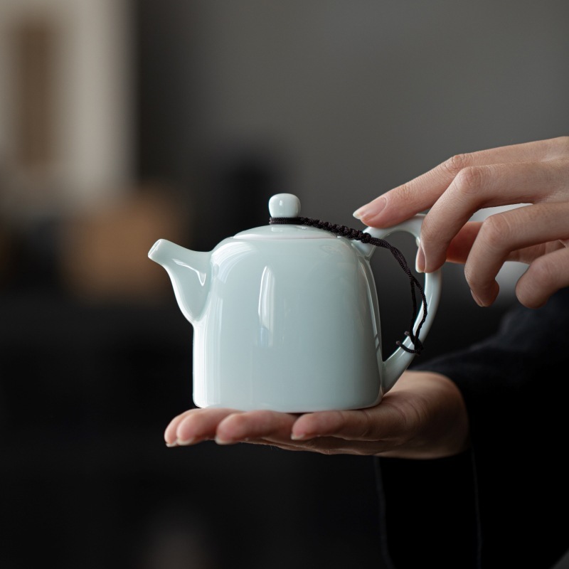 粉青磁器ティーポット茶具秦権壺復古シンプルオフィス家庭用手作り工夫茶器中国式主泡茶器|undefined