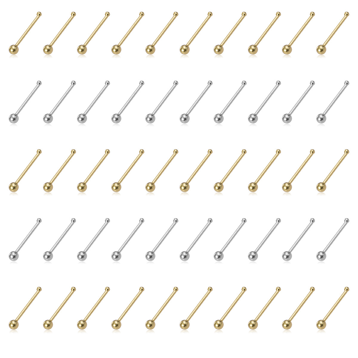 Sterling Silver Plated Round Ball Nose Stud Piercing Jewelry_voghion.com