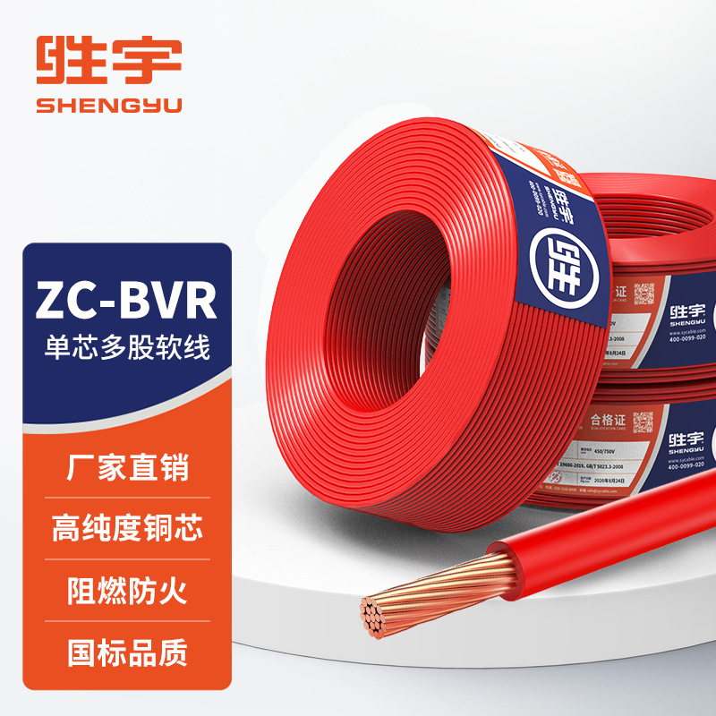 Zc-Bvr National Standard Copper Core Multi-Stranded Soft Wire Home Decoration Wire and Cable Single Core Soft Wire