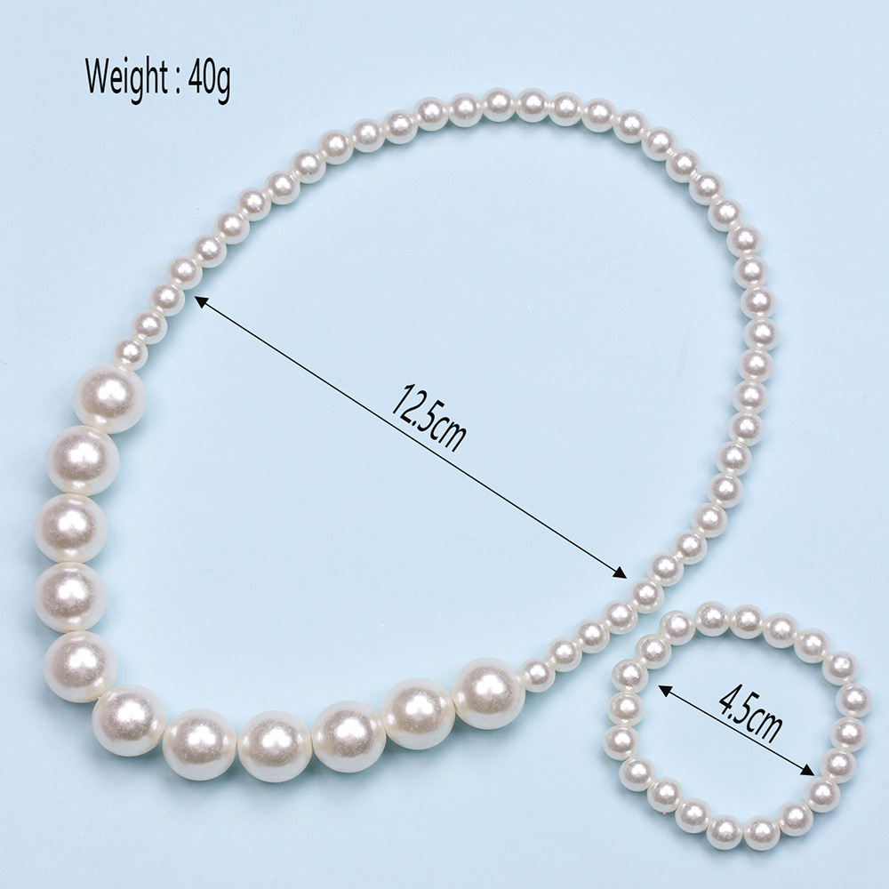 Simple Style Geometric Resin Beaded Artificial Pearl Bracelets Necklace 1 Set