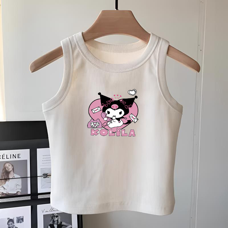 Girls' Clothing Pure Cotton White Sleeveless T-Shirt Vest Summer Middle and Large Children's Fashionable and Versatile Suspender Tops for Outer Wear