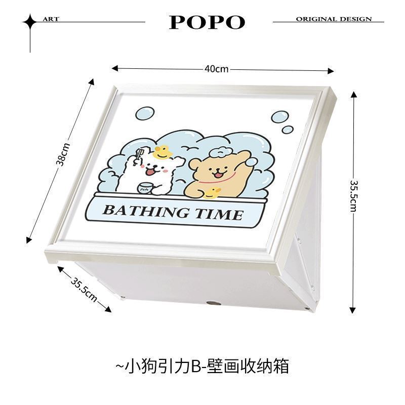 可爱猫咪浴室收纳置物架洗澡放衣服卫生间洗手间壁画折叠柜子|undefined