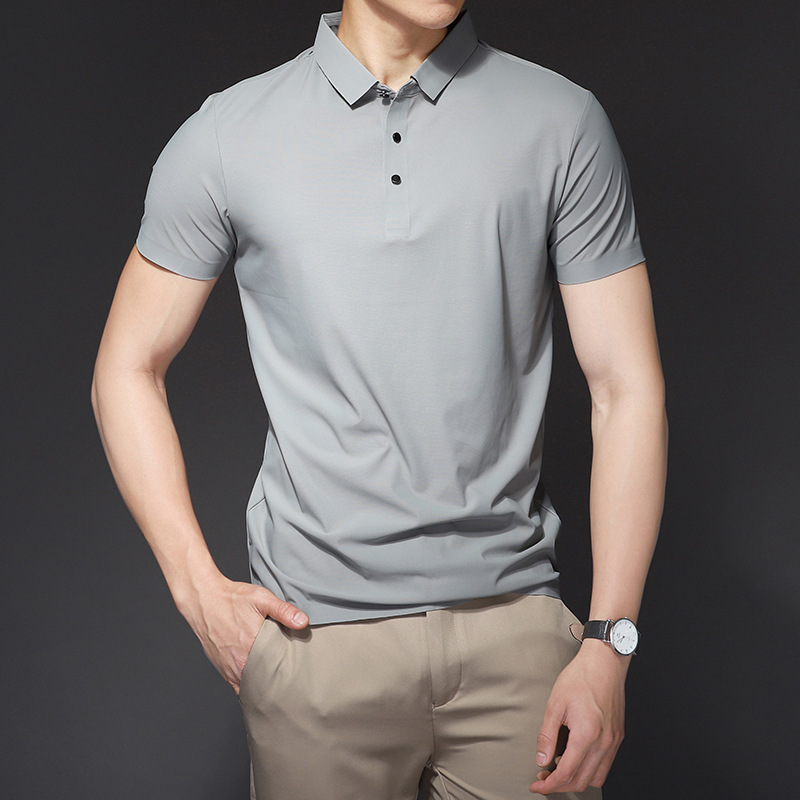 Camiseta de mangas cortas de hielo sin marcas de hombre polo verano 2024 ropa de trabajo de equipo de hombres con solapa de negocios para hombres