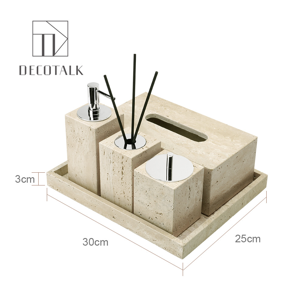 Huangdong Stone Baño de baño de cinco piezas conjunto de lavado conjunto de inodoro de mármol bandeja modelo decoración de la habitación "Viento silencioso"