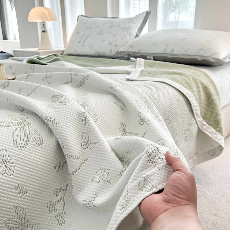 Sombrilla de cama fresca pero no helada-flor verde-edredones de verano/estera suave con la misma funda de almohada