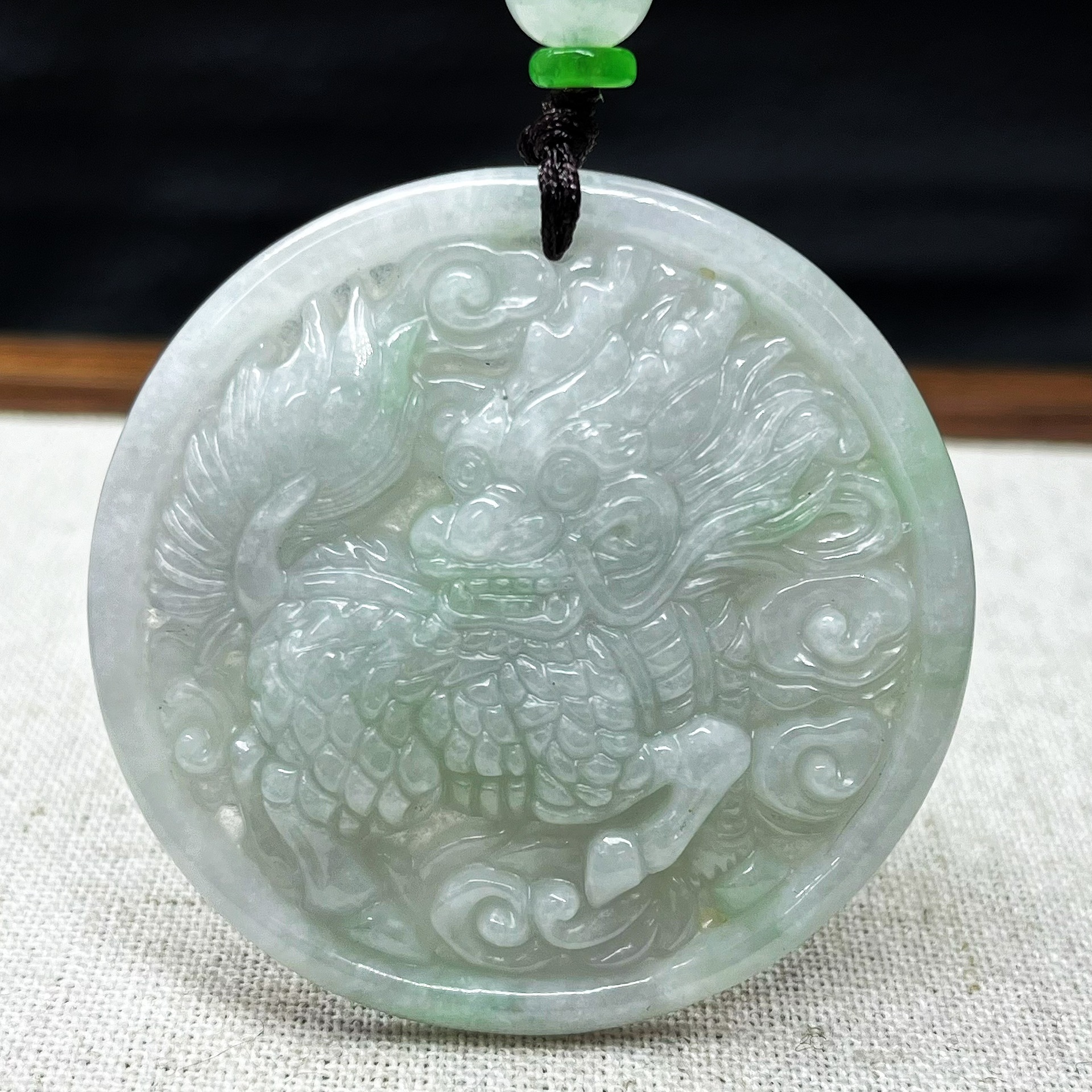 翡翠a货大号麒麟牌冰糯种直播间玉佩玉石吊坠挂件牌子玉器工艺品
