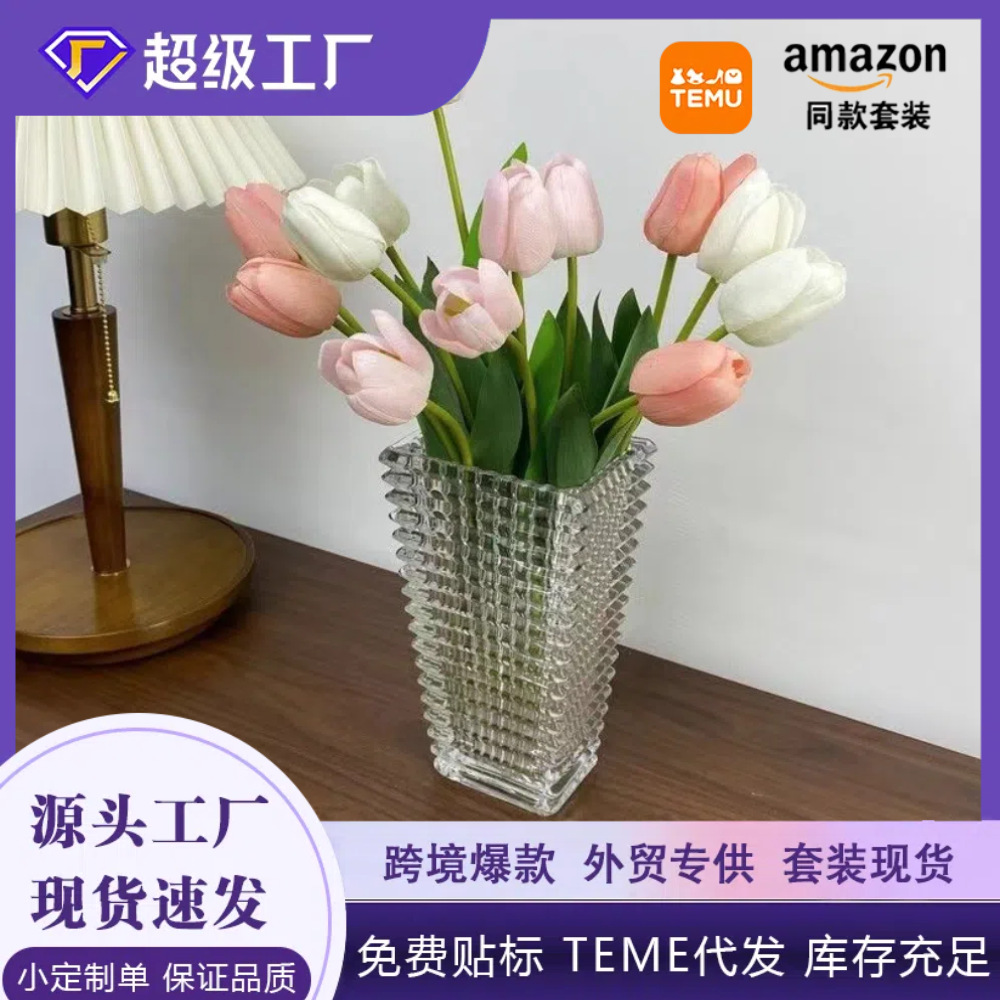 Florero de lujo ligero personalizado, adornos, arreglos florales, florales de vidrio de cristal, Barka francés, brillo, el mismo estilo, La Luso