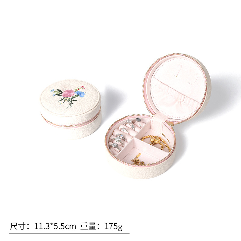 Alhajero Portátil de Viaje de Cuero PU Portátil para Anillos y Collares