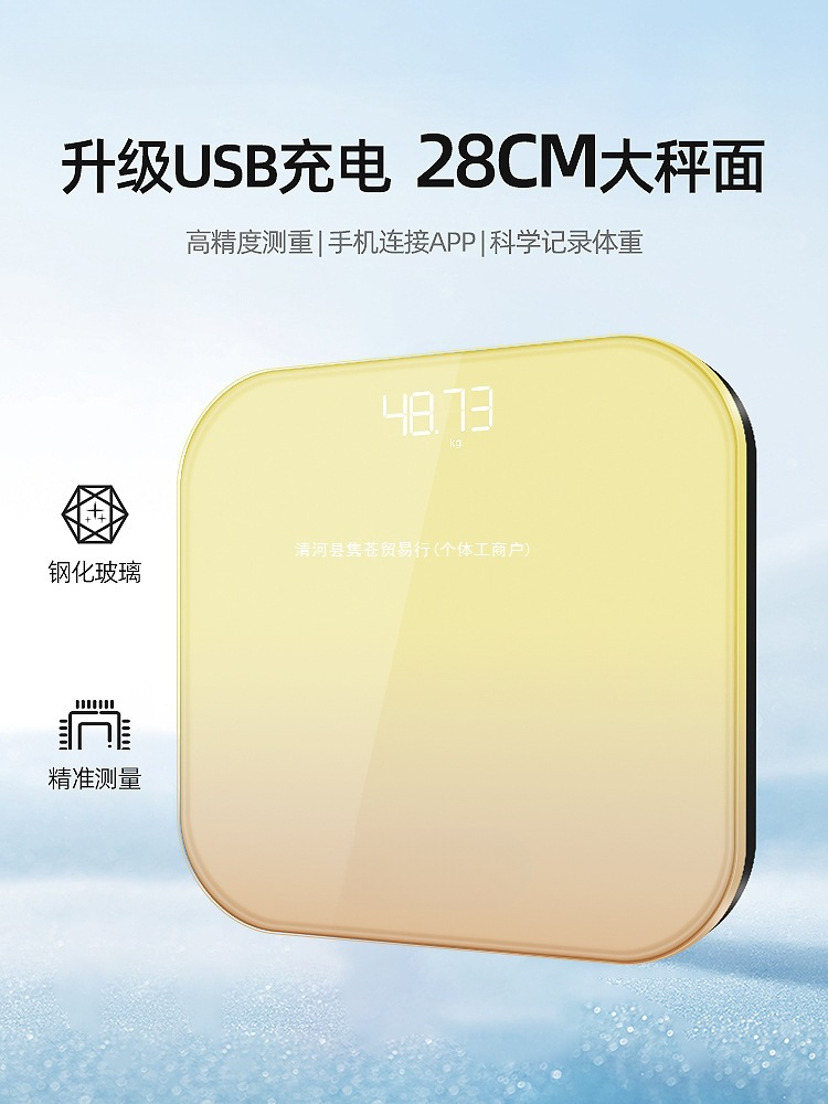 Electronic Scale Household Small Accurate and Durable Rechargeable Weight Scale Girls Dormitory High-Precision Body Fat Weighing Scale