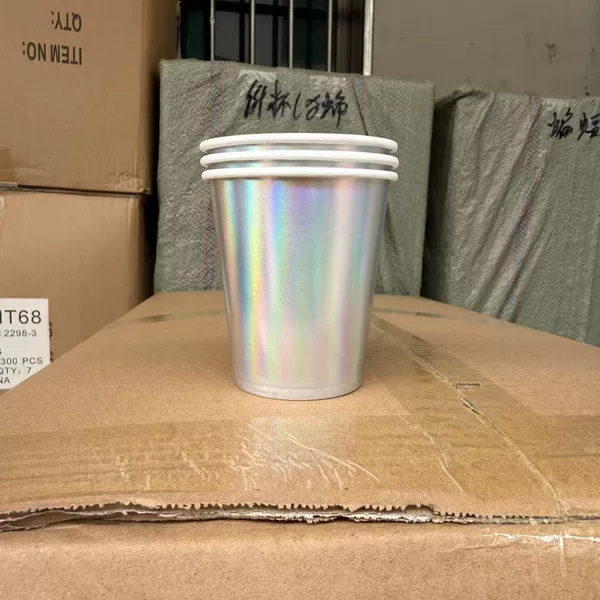 Colorful Silver Paper Cup Disposable Birthday Party Picnic Venue Atmosphere Decorative Tableware 10 Ounces