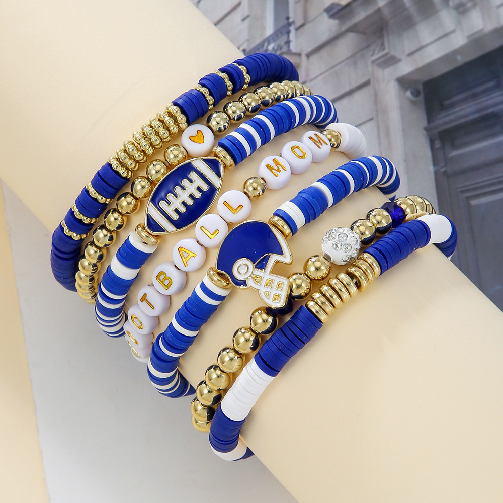 Baseball Bracelet 8-piece Soft Pottery Bracelet Cross-border Explosions Rugby Bracelet Colorful Multiple Stacked suit