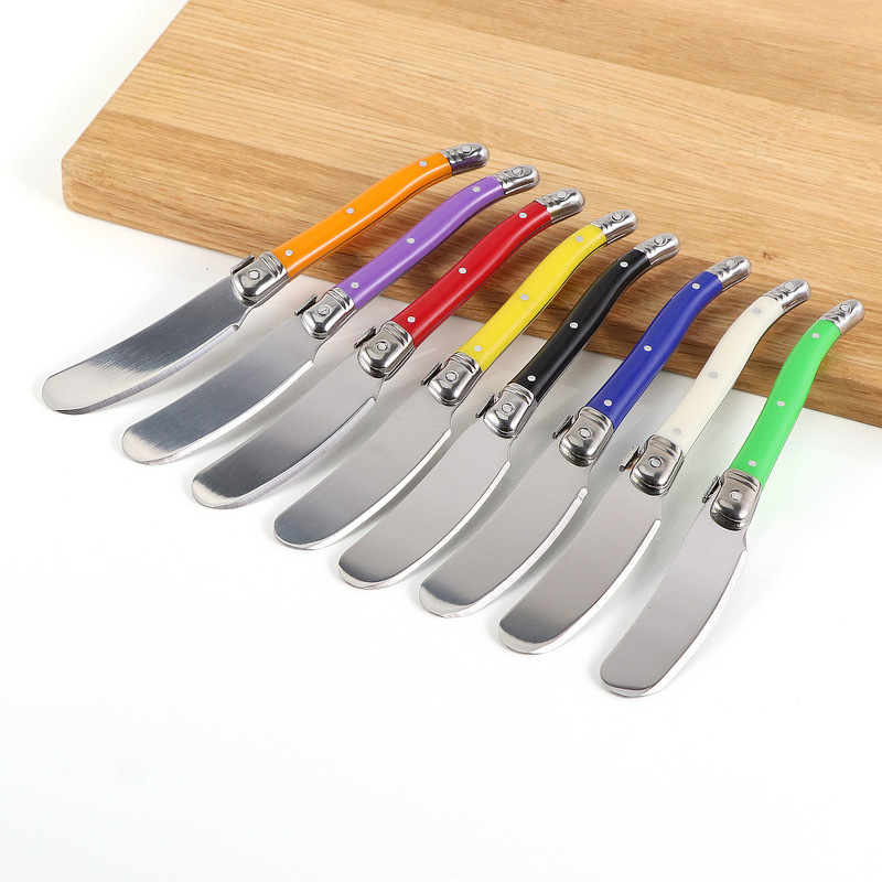 Manufacturer in stock stainless steel butter knife suit 8 PCs color cream knife jam spatula cake baking knife