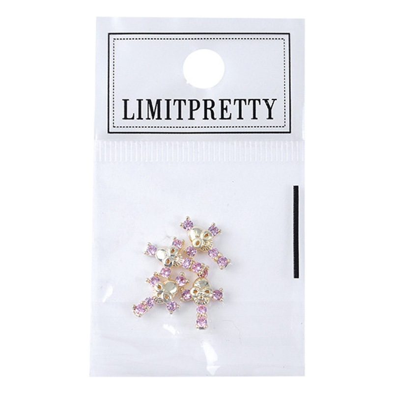 Red Cruz Roja marco joyería de uñas vintage punk metal personalidad aleación diamante incrustado cráneo decoración de uñas