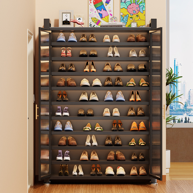 Steel Shoe Cabinet for Home Entrance, Multi-Layer Storage Cabinet for Entryway, Double-Door Shoe Rack Made of Carbon Steel