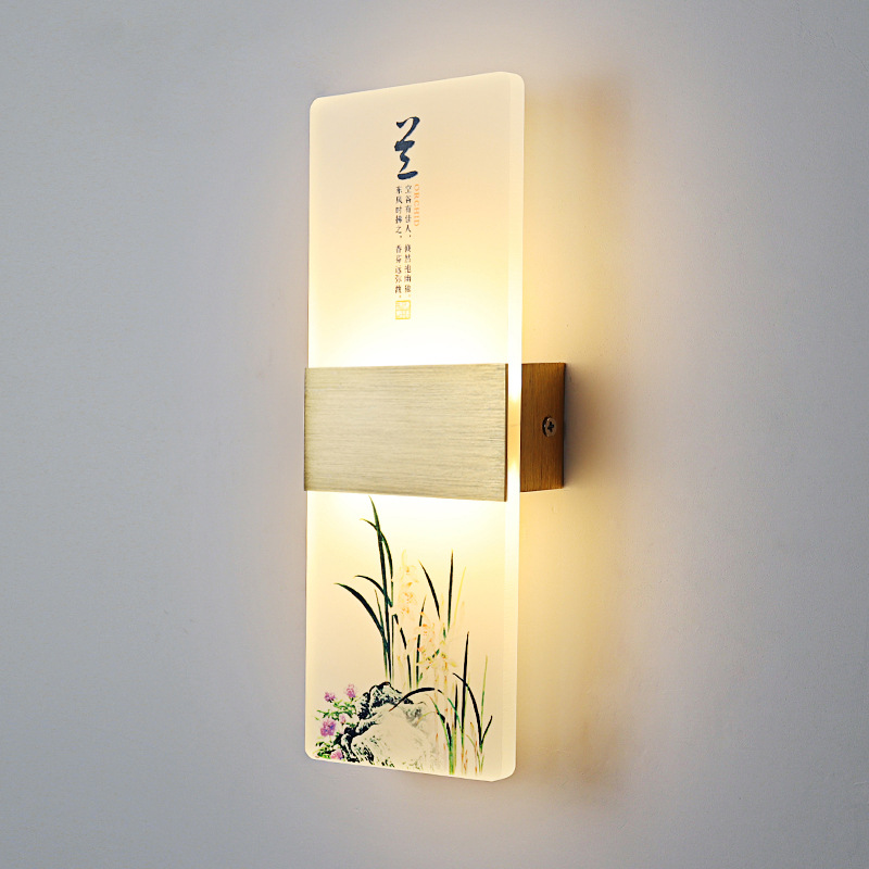 Nuevo estilo chino lámpara de pared sala de estar pasillo moderno lámpara de cabecera led escalera de dormitorio simple lámpara creativa