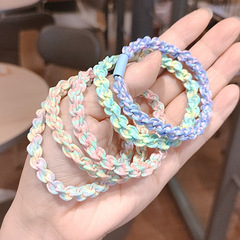 基礎款糖果色編織拼接發繩高彈力簡約丸子頭手腕森女系頭繩髮飾