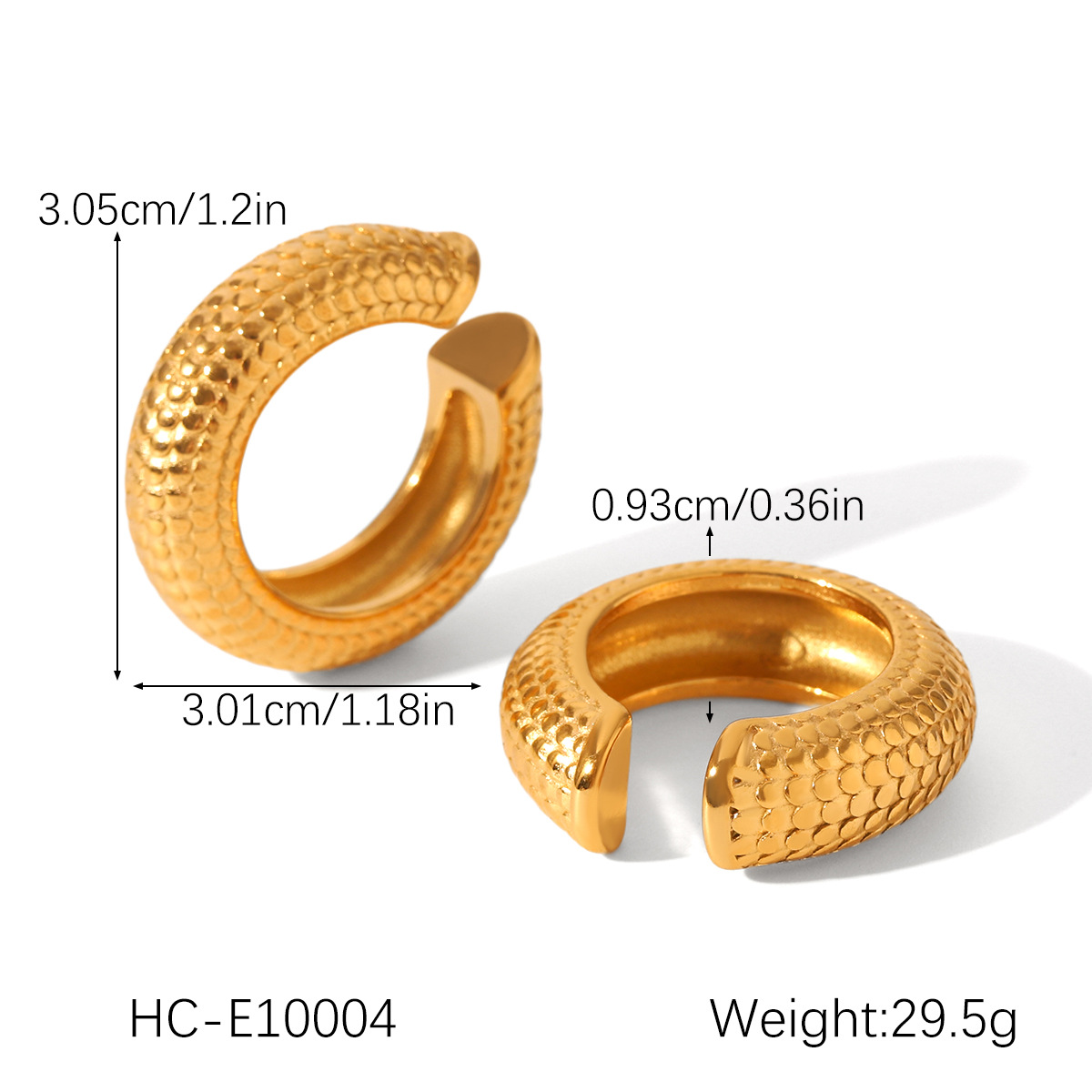 Pendientes de pinzas de oreja huecas de acero inoxidable clásico de moda europea y americana