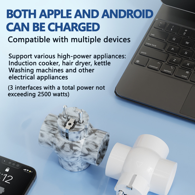 跨境俄罗斯插头 欧式转换器一转三 欧标 德标转换插头 插线板