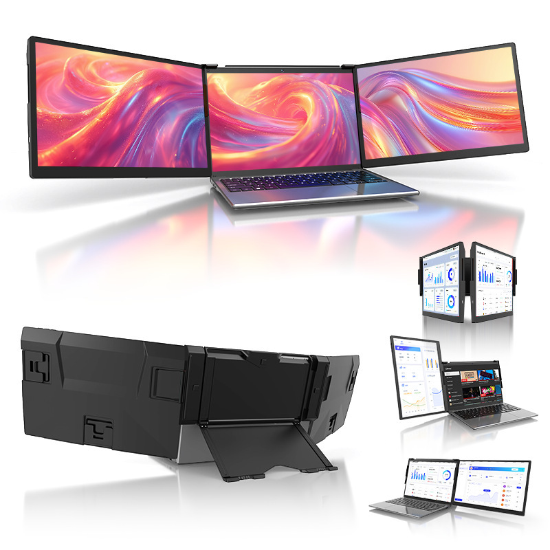 Dual-Screen Portable Monitor, Multi-Functional High-Definition Ips Foldable Peripheral, External Secondary Screen for Laptop