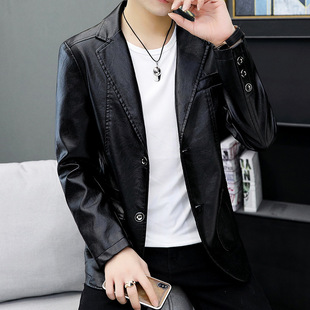 Ins2024 Autumn and Winter New Casual Versatile Men's Jacket K-Style Youthful and Handsome Slim Large Lapel Leather Jacket Trendy