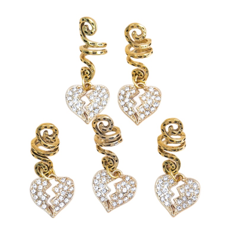 Fashion Heart Shape Alloy Inlay Artificial Diamond hair buckle 5 Piecespicture1