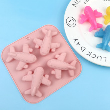 现货批发 4连飞机硅胶蛋糕模具 手工布丁模卡通DIY石膏模 食品级