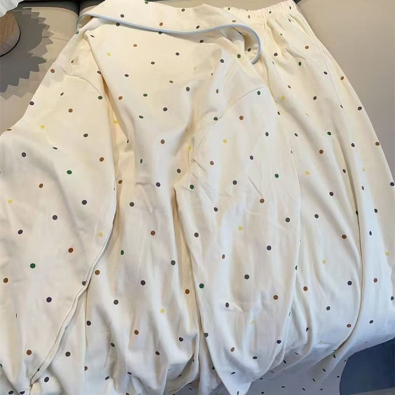 新款波点睡衣女秋冬季保暖德绒两件套韩版甜美公主风可外穿家居服|undefined