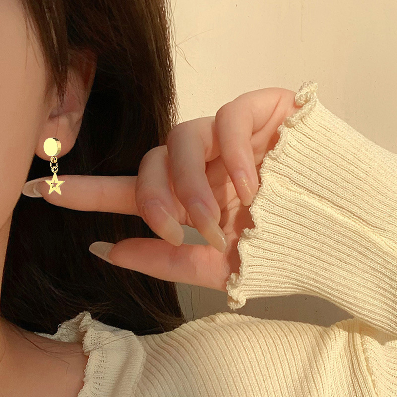 韩版时尚个性简约圆饼杠铃带几何型吊坠华子耳钉穿刺饰品厂家直销