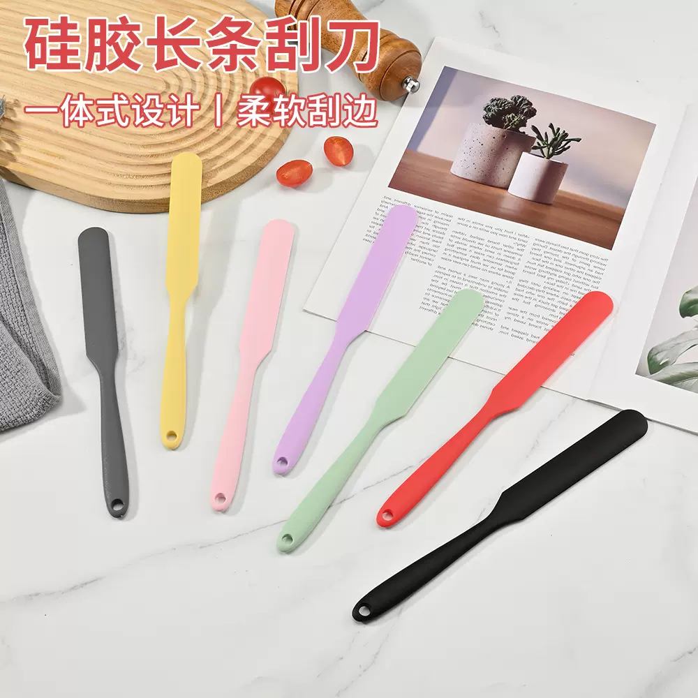 跨境一体硅胶长条刮刀厨房烘焙刮刀果酱抹刀蛋糕奶油搅拌刮铲现货