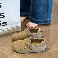 欧洲站百搭舒适全包勃肯鞋女2025秋季新款懒人一脚蹬豆豆鞋乐福鞋
