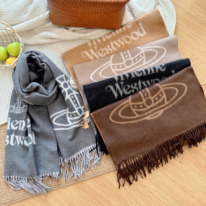 Wool Double-Sided Letter Saturn Scarf Women's Shawl Tassel Autumn and Winter Warm Atmosphere Japanese and Korean New Scarf Wool Double-Sided Letter Saturn Scarf Women's Shawl Tassel Autumn and Winter Warm Atmosphere Japanese and Korean New Scarf