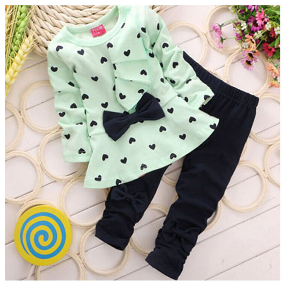 2024 new love bow girl set Princess Korean children's autumn clothes…
