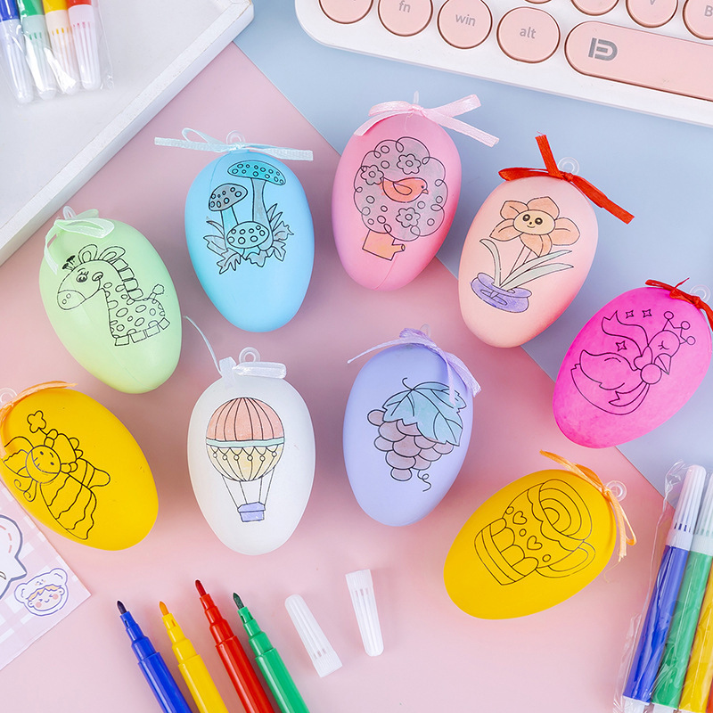 Cartoon Egg Set Children's DIY Watercolor Hand-painted Graffiti Handmade Creative Egg Kindergarten Gift